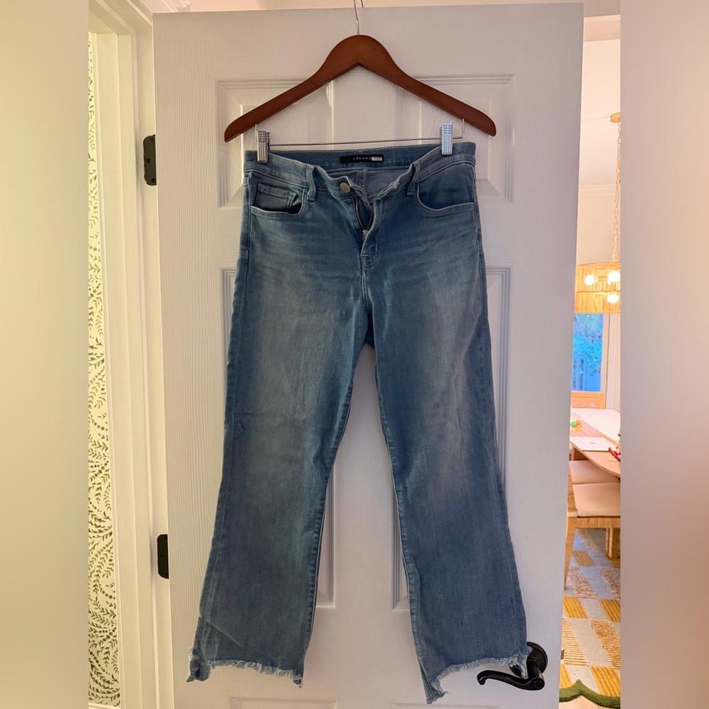 J Brand Selena Orion Mid Rise Cropped Jeans with Raw Hem